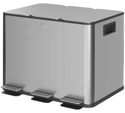 Immagine prodotto di Pattumiera da cucina in acciaio inox a tre scomparti, 3 x 20L