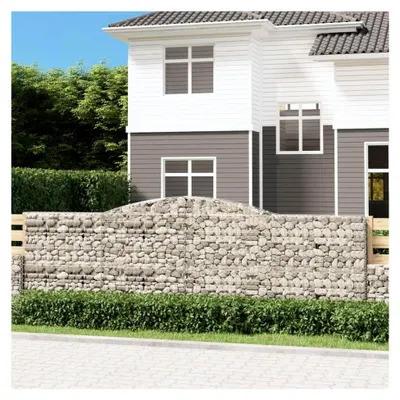 Produktbild von Gabionen mit Hochbogen 2 Stück 400x30x120/140cm verzinktes Eisen