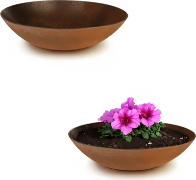 Image de Jardinières pour l'extérieur Jardinières décoratives rondes aspect rouille 28 cm