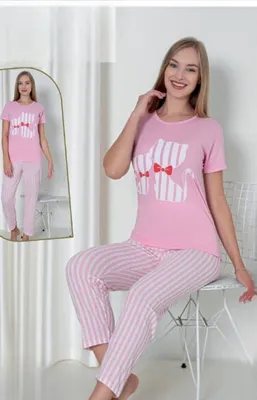 Immagine prodotto di Pigiama Schlafanzug Rosa L Kurz 2-Teiler Set Donna C-86