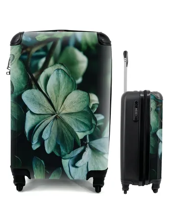 Produktbild von MuchoWow® Koffer Handgepäck Trolley Rollkoffer Kleine Reisekoffer mit 4 Rollen - Grüne Hortensienblätter - Cabin Size < 55x40x23 cm & 55x40x20 cm - Fotokoffer - Kabinenkoffer - Boardgepäck - Reise-Box - Reisekoffer - Reisegepäck - Koffer mit Bild - Trolley für Kinder