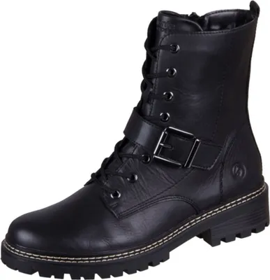 Zdjęcie produktu dla Remonte damskie zimowe botki / sznurowane buty czarna gładka skóra rozmiar: 39