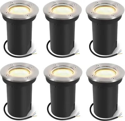 Produktbild von Aopunly 6x 3W Bodenleuchte Schwenkbar IP67 Außen LED Bodeneinbaustrahler Bodenstrahler Bodenlampe Warmweiß - Silber Gehäuse