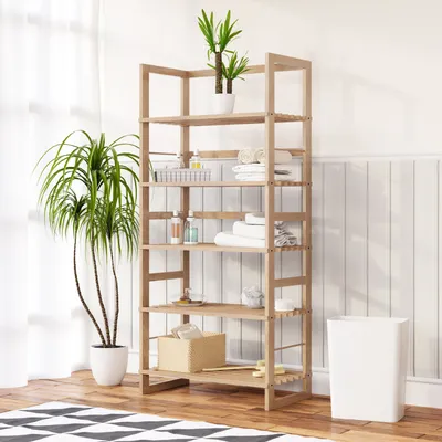 Produktbild von Drevený policový regál ÖLAND, 58x27x136cm, 5 políc, hnedá