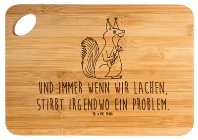 Produktbild von Mr. & Mrs. Panda Hackbrett Eichhörnchen Blume - Transparent - Geschenk, holzschneidebrett, Lustige Sprüche, Frühstücksbrett, Frühstücksbrettchen, schneidbrett, Motivation