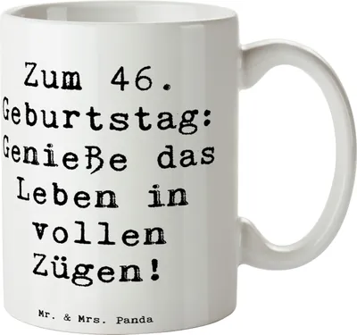 Produktbild von Mr. & Mrs. Panda Geschenktasse Spruch 46. Geburtstag Lebensfreude - Weiß - Geschenk, Überraschungen, Abenteuer, Kaffeetasse, Geburtstagsgeschenk, Geburtstagskarte, Liebe