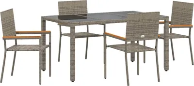 Produktbild von vidaXL Garten Essgruppe 5 stk. Grau Poly-Rattan