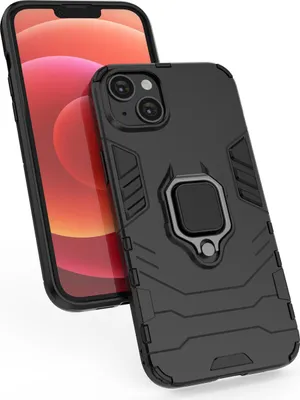Image de Ring Armor Case pour Iphone 14 Couverture blindée Anneau magnétique Noir