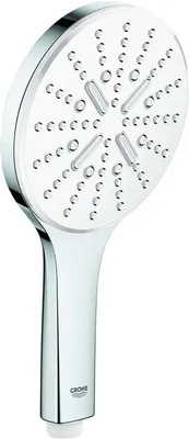 Produktbild von GROHE Handbrause Rainshower SmartActive 130 26574, 3 Strahlarten, Brauseboden moon white, 9,5 l/min Durchflusskonstanthalter, moon white/chrom