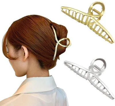 Produktbild von Goldsilberne Haarspangen, 2 Stück, groß, dickes Haar, antislip, metallisch, Haarklemmen, Haarstyling, Accessoire für Damen und Mädchen