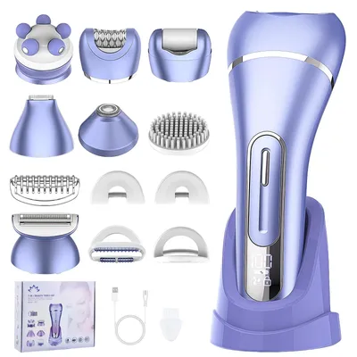 Produktbild von 7-in-1 Epilierer Damen Elektrischer Rasierer, Intimrasierer & Bikini Trimmer, IPX7 Wasserdicht LED-Display, für Bikinizone Achseln und Beine