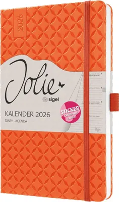 Image de sigel J6119 sigel Calendrier livre Jolie Flair 2026, similicuir, A5, orange