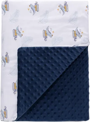 Obrázok produktu pre Detská deka 75 x 100 cm, 3-vrstvová bavlna, tmavomodrá, pre bábätká