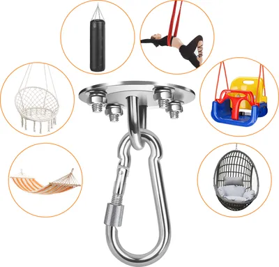 Immagine prodotto di Gancio a soffitto Jopassy per sedia sospesa 450kg ganci in acciaio inox per impieghi gravosi Adatto come supporto a soffitto per asciugamano yoga e sacco da boxe altalena sedile tenda
