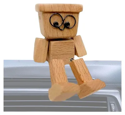 Produktbild von Schüttelnde Holzfigur – Mann als Ornament für Armaturenbrett – Kreative Figur für Schlafzimmer, Auto, Bücherregal, Schreibtisch, Arbeitszimmer, Regal, Vitrine und Wohnzimmer