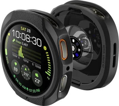 Produktbild von Spigen Liquid Air, Hülle, Smartwatch, Schwarz, Samsung, Watch 8 (44mm), Thermoplastische Polyurethane (TPU)