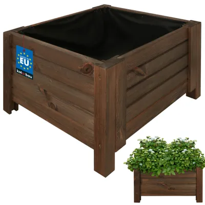 Produktbild von KOTARBAU® Blumenkasten 50x50x30cm Pflanzkasten mit Vlies Pflanzkübel groß außen Balkon Sichtschutz Blumenkästen Blumenkübel aus Kiefernholz Braun