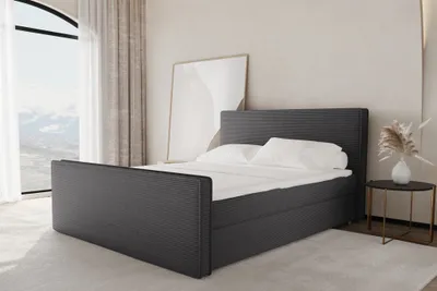 Produktbild von Boxspringbett Schlafzimmerbett CELES 160x200cm Stoff Poso Anthrazit