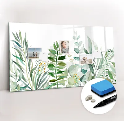Produktbild von Magnetpinnwand Memoboard - Zubehörsatz - Schwarzer Marker + Schwamm + Magnete - 120 x 60 cm - Aquarellblätter