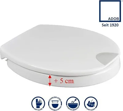 Immagine prodotto di Copertura per WC Famanu con sistema di chiusura ammortizzata - Duroplast, con rialzo di 5 cm