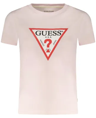 Produktbild von Damen Slim Fit Rosa T-Shirt aus Baumwolle mit Logo-Druck