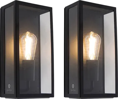 Produktbild von Set aus 2 Außenwandleuchten Schwarz IP44 mit Glas Rotterdam