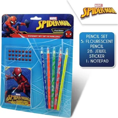 Productafbeelding van Spider-Man schrijfset voor kinderen – 5 pennen en notitieboekje