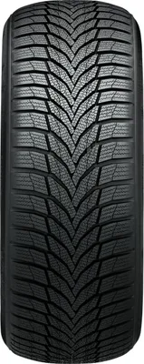 A close-up, front-facing view of a tire tread.