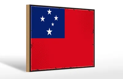 Produktbild von Holzschild Flagge Samoas 30x20cm Retro Flag of Samoa