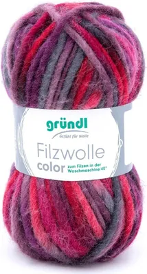 A ball of colorful yarn with a label.