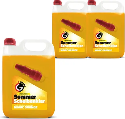 Produktbild von Scheibenwischwasser mit Orange Duft | Gebrauchsfertig Scheibenklar Sommer | ScheibenReiniger für Scheibenwaschanlagen mit Trichter | Magic Orange, 10 L