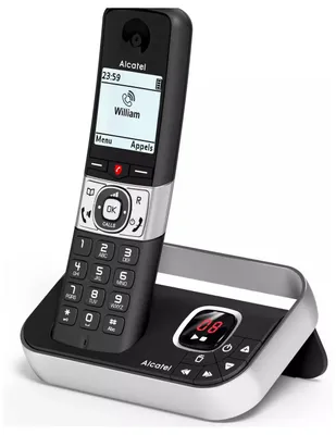 Produktbild von Alcatel F890, DECT-Telefon, Kabelloses Mobilteil, Freisprecheinrichtung, 200 Eintragungen, Anrufer-Identifikation, Schwarz