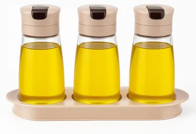 Image de Solidchoice - Ensemble de 3 bouteilles en verre pour huile et vinaigre, avec sous-verres