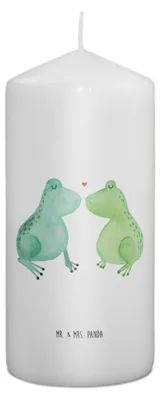 Produktbild von Mr. & Mrs. Panda Kerze Frosch Liebe 15 x 7 cm - Weiß - Geschenk, Freundin, Erinnerungslicht, Stumpenkerze, Pärchen, Blockkerze, Freund, Erinnerungskerze, Wachskerze