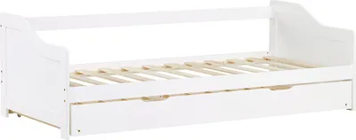 Obrázek produktu pro Homestyle4u Denní rozkládací postel 90x200 cm bílá dřevěná postel s roštovým rámem 1420