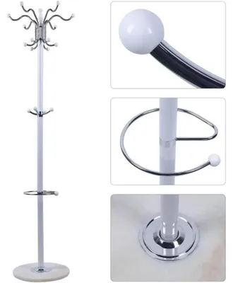 Produktbild von Freistehender Kleiderständer - Garderobenständer - 170 cm Hoch - 16 Haken - Metall - Für Kleidung, Hüte und Handtaschen