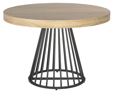 Image de MENZZO Table ronde extensible Grivery Chêne Clair pieds Noir