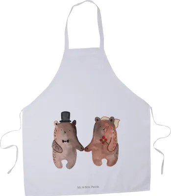 Produktbild von Mr. & Mrs. Panda Latzschürze Bär Heirat - Weiß - Geschenk, Schürze, Kellner-Schürze, Verheiratet Heirate Hochzeit Hochzeitsgeschenk Hochzeitspaar, Kochschürze, Kellner