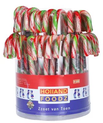 Produktbild von Holland Foodz Zuckerstangen 12cm rot-weiß-grün 72er, KI-generiertes Bild