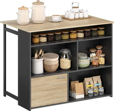Image de HOMCOM Table de bar extensible avec abattant, table haute cuisine, 1 placard à porte et 4 compartiments ouverts, style moderne, pour petits espaces, salle à manger, salon, 116 x 79,6 x 90,5 cm, noir