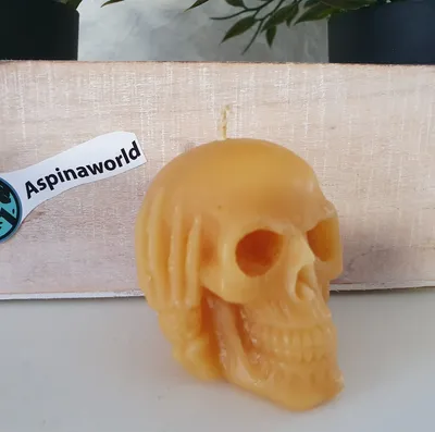Obrázok produktu pre Včelí vosková sviečka Lebka Sviečka nič nepočuť 5 cm
