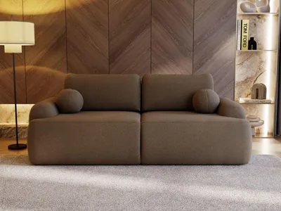Produktbild von GrainGold 3-Sitzer Sofa Aurio - Gepolstertes Sofa - Moderne Sofa mit Bettfunktion - Wohnzimmer Sofa mit Bouclé-Stoff - Braun
