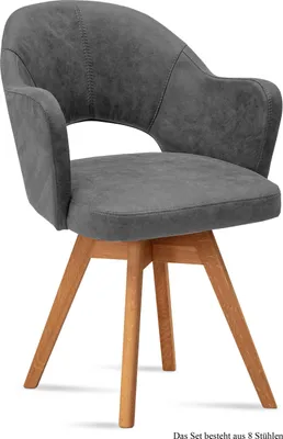 Produktbild von Armlehnstuhl drehbar (8er-Set) Dosya 59x87x61 Eiche geölt/Grau
