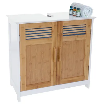 Produktbild von Waschbeckenunterschrank HWC-A85, Badschrank 60x60x30cm bambus