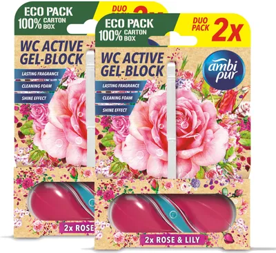 Produktbild von Ambi Pur WC Active Gel-Block 2x45g Rose & Lily - WC Duft (2er Pack)