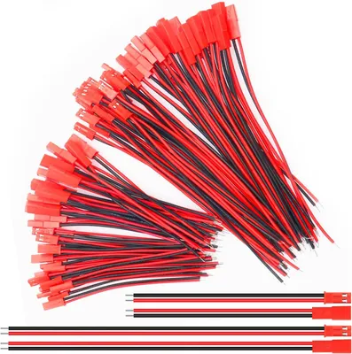 Produktbild von Set mit 40 JST Steckverbindern 22 AWG, 2 Pin | Längen 10/15cm | für LEDs, RC Batterien, Spielzeug | Hohe Qualität, Vielseitigkeit, Rot