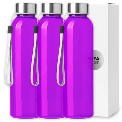 Obrázok produktu pre Sklenená fľaša ShyaWorld s objemom 500 ml, priehľadná, so šnúrkou a skrutkovacím uzáverom