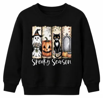 Immagine prodotto di Felpa con cappuccio a tema Halloween, con zucca, cappello da strega nero, per bambini, colore nero, taglia 104
