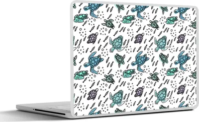 Produktbild von MuchoWow® Laptop Aufkleber Sticker Cover Muster - Schildkröte - Fisch 25x18 cm - Laptop-Deko
