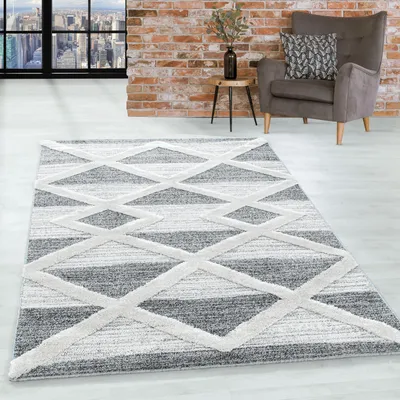Produktbild von Homebyhome Teppich Wohnzimmer Hoch-Tief Effekt 3D Optik Skandinavische Boho Design Elegante Hochflor Teppich Flauschig, Grösse: 200x290 cm